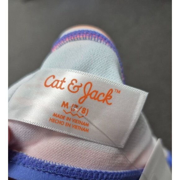 Girls Cat & Jack Striped Bikini Set With Side Tie Bottoms & One-Shoulder Top Mul - Picture 8 of 10